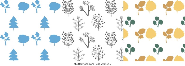 a set of seamless patterns in a hand drawn style