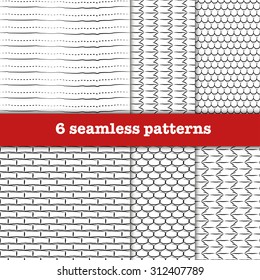 Set of seamless patterns from hand drawn elements