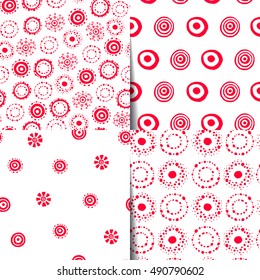 Set of seamless patterns with hand drawn circle shapes