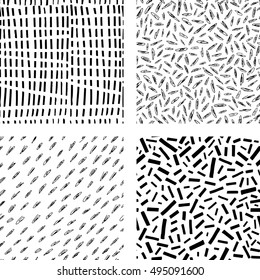 Set of seamless patterns of hand drawn-vector illustration. Strokes to Doodle an irregular line circles