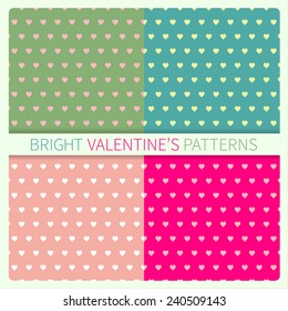 Set of seamless patterns with hearts for Valentine's day 