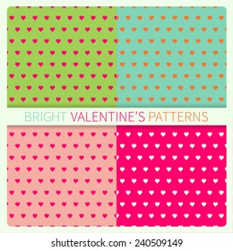 Set of seamless patterns with hearts for Valentine's day 