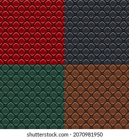 Set of seamless patterns with leather upholstery texture. Vector colored backgrounds.