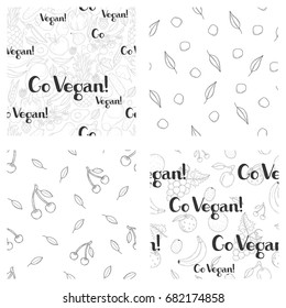 Set of seamless patterns with lettering.