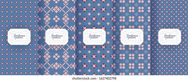 Set of seamless patterns for men s clothing, ties, tuxedos, t-shirts.
