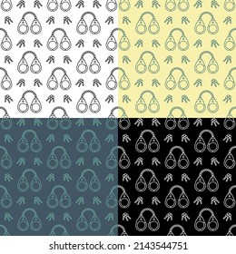 conjunto de patrones sin fisuras con esposas metálicas para neutralizar a los criminales. Equipamiento y equipamiento de la policía. Ornamento para decoración e impresión en tela. Elemento de diseño. Vector