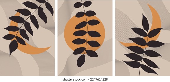 A set of seamless patterns in a modern floral style. Abstract background vector of the art of nature. Modern exotic design for paper, cover, fabric, interior decor and other users.