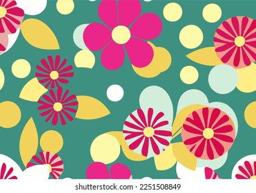 Conjunto de patrones impecables en estilo floral moderno y puntos de polka. Diseño de Arte Moderno de Mid Century para papel, cubierta, tela, decoración interior y mucho más