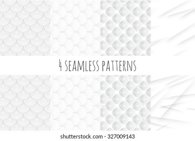 Set of seamless patterns. Monochrome. Classic. Soft colors.