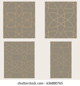 Set seamless patterns of Muslim tracery. Vector pattern for design cover, business card, flyer, invitation card, brochure.