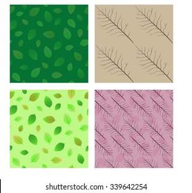 Set of seamless patterns. Natural plant backgrounds.