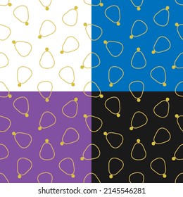 set of seamless patterns with necklace and gold medal. Ornament for decoration and printing on fabric. Design element. Vector