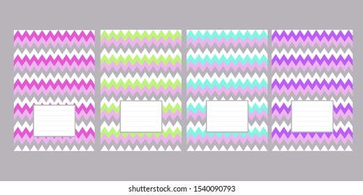 Set of seamless patterns for notebooks.Cover Design for Notebook. Vector.
