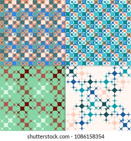 set of seamless patterns on wallpaper, on fabric, oilcloth or linoleum
