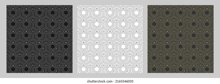 set of seamless patterns on a white and black background for textiles, texture, decoration and creative design