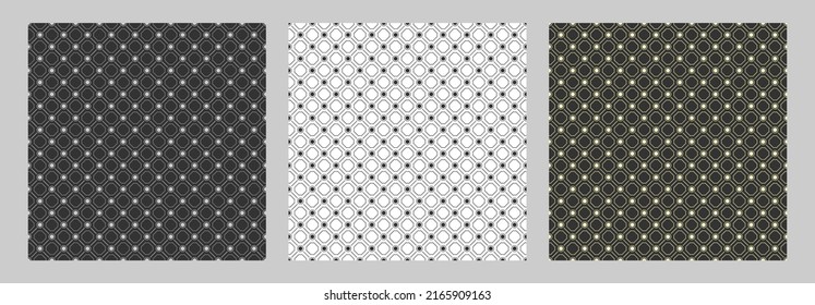 Satz nahtloser Muster auf weißem und schwarzem Hintergrund für Textilien, Textur, Dekoration und kreatives Design