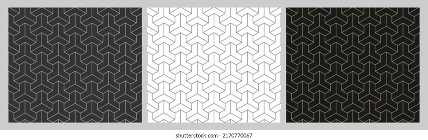 set of seamless patterns on a white and black background for textiles, texture, decoration and creative design