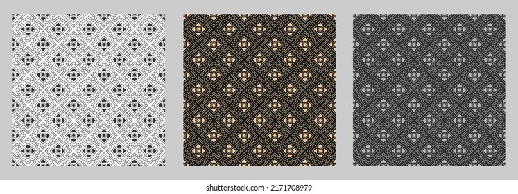 set of seamless patterns on a white and black background for textiles, texture, decoration and creative design
