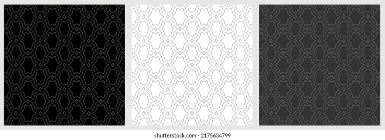 set of seamless patterns on a white and black background for textiles, texture, decoration and creative design