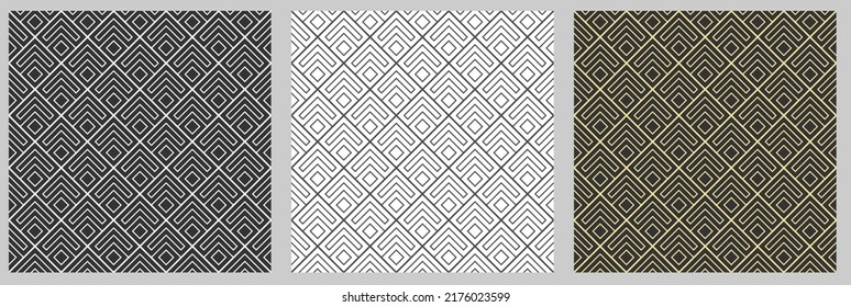 set of seamless patterns on a white and black background for textiles, texture, decoration and creative design
