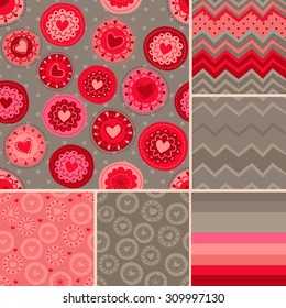Set of seamless patterns with palette. It can be used for cloth, jackets , bags , notebooks , cards, envelopes , pads , blankets , furniture, packing