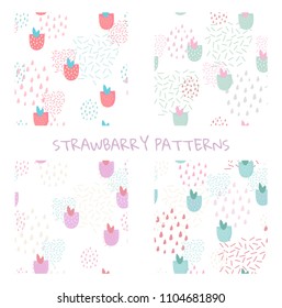 Set of seamless patterns in pastel colors. Trendy memphis design