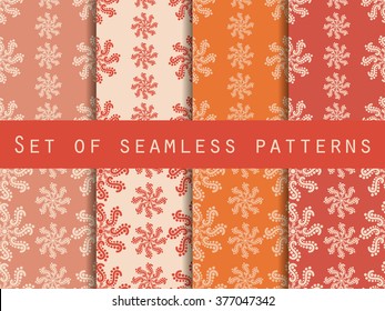 Set seamless patterns. Pastel shades. The pattern for wallpaper, bed linen, tiles, fabrics, backgrounds. Vector illustration.