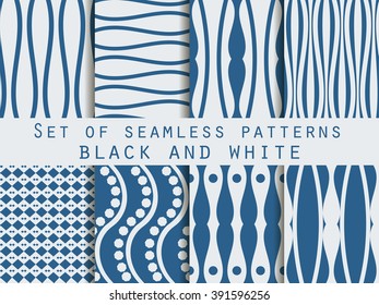 Set seamless patterns. The pattern of the lines. The pattern for wallpaper, tiles, fabrics, backgrounds. Vector.