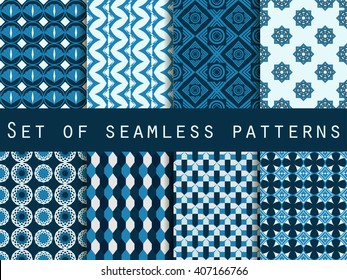 Set of seamless patterns. The pattern for wallpaper, tiles, fabrics and designs. Vector.