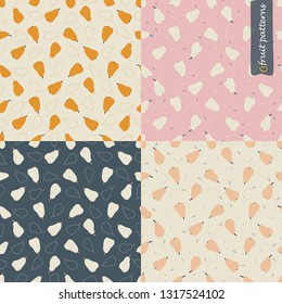 set of seamless patterns with pear