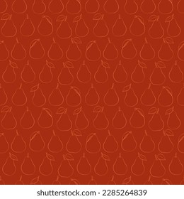 A set of seamless patterns of pears. Line drawing. linear, outline only 