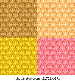 Set of seamless patterns with peel surface of pineapple. Harvesting tropical fruits. Ornament for decoration and printing on fabric. Design element. Vector