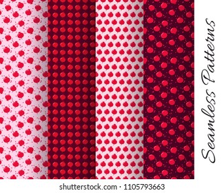 Set of seamless patterns with pomegranate and seeds. Vector illustration