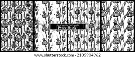 Set of Seamless Patterns with Poppy Heads