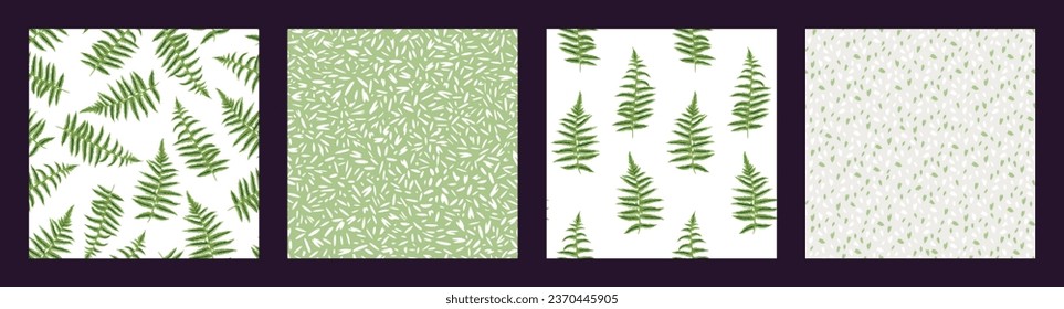 Set of seamless patterns print with vector hand drawn creative, artistic  branch , fern, abstract texture print,   spots, dot. Templates for design, fabric, fashion, textile