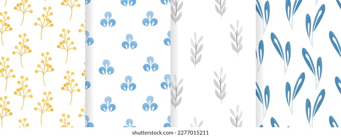 Set of seamless patterns. A set of quatrefoil patterns. Flowers, leaves, buds