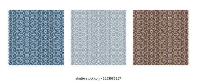 Set of seamless patterns in retro style. Wallpaper repetitive design elements in pastel colors. Vector illustration. For fabric, textile, packaging, design, invitation, design cushion and bed linen