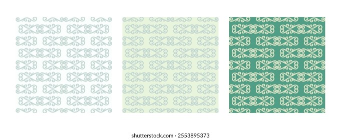 Set of seamless patterns in retro style. Wallpaper repetitive design elements in pastel colors. Vector illustration. For fabric, textile, packaging, design, invitation, design cushion and bed linen