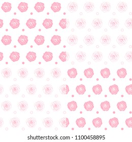 Set of seamless patterns with roses. Backgrounds with isolated vector objects on white.