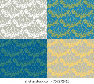 Set of seamless patterns with rowan berries