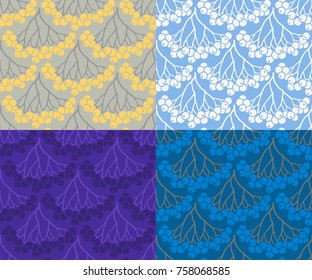 Set of seamless patterns with rowan berries