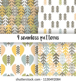 set of seamless patterns in scandinavian style. geometric spruce on a white background. vector illustration.