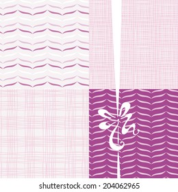set of seamless patterns in shades of lilac