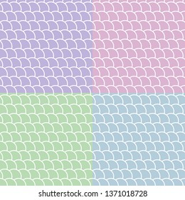 Set of seamless patterns in the shape of a wave, marine colored backgrounds, vector illustration