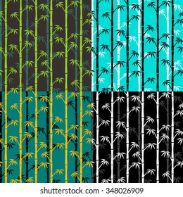 Set of seamless patterns. Silhouettes of bamboo
