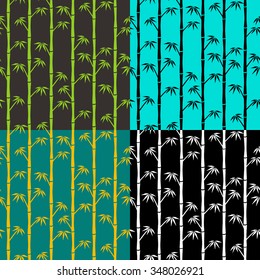 Set of seamless patterns. Silhouettes of bamboo