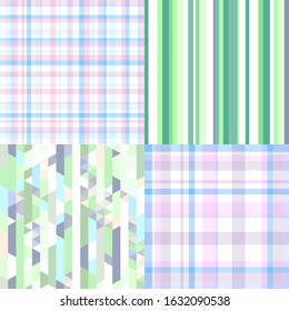 Set of seamless patterns. Simple colored background. Seamless geometric texture. Artworks for design