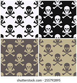 Set of seamless patterns with skulls. Vector illustration. 