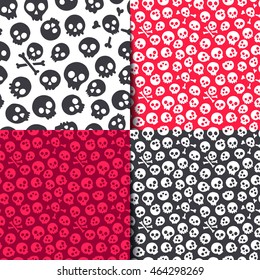 Set of seamless patterns with skulls. Vector illustration 