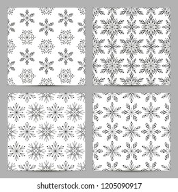 Set of seamless patterns with snowflakes decor